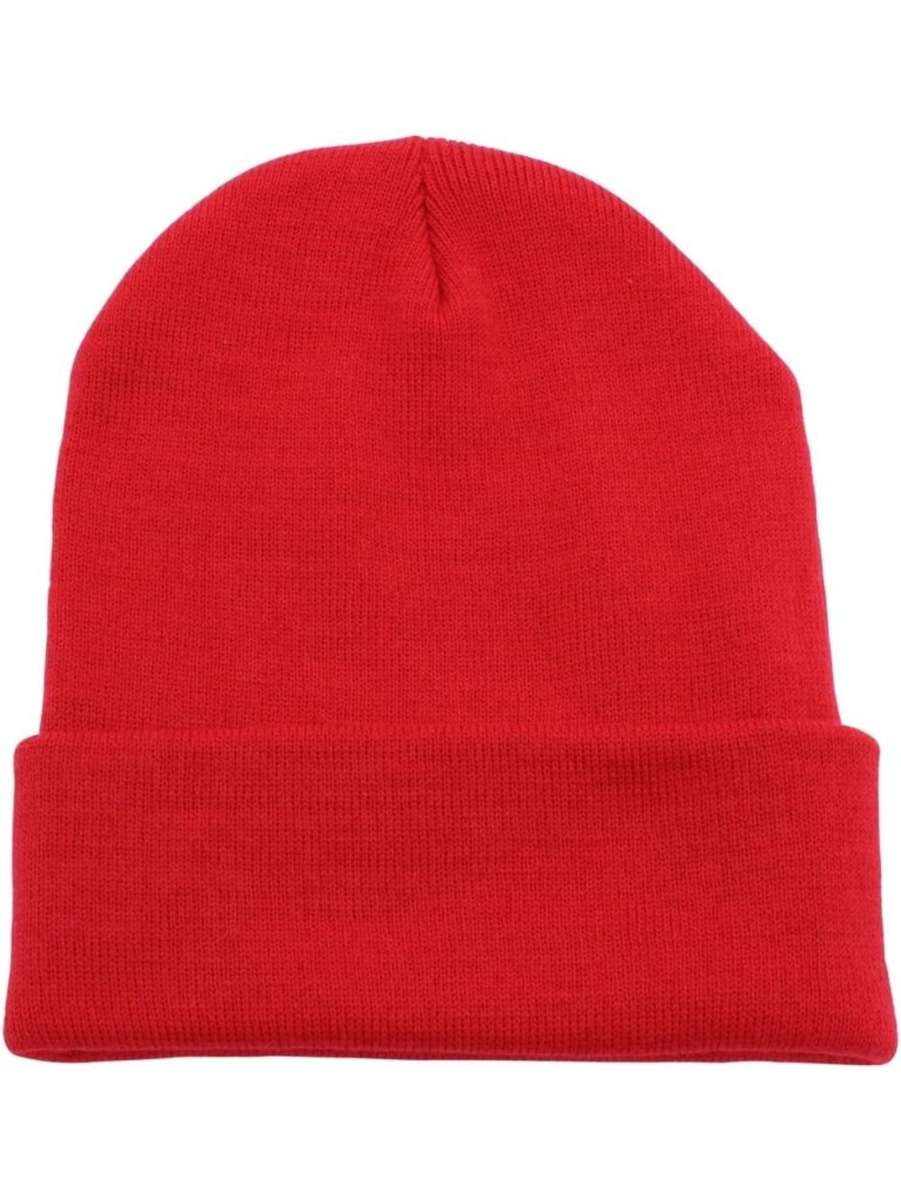 Unisex Red Cuffed Plain Skull Knit Beanie Hat For Imported Winter Cap